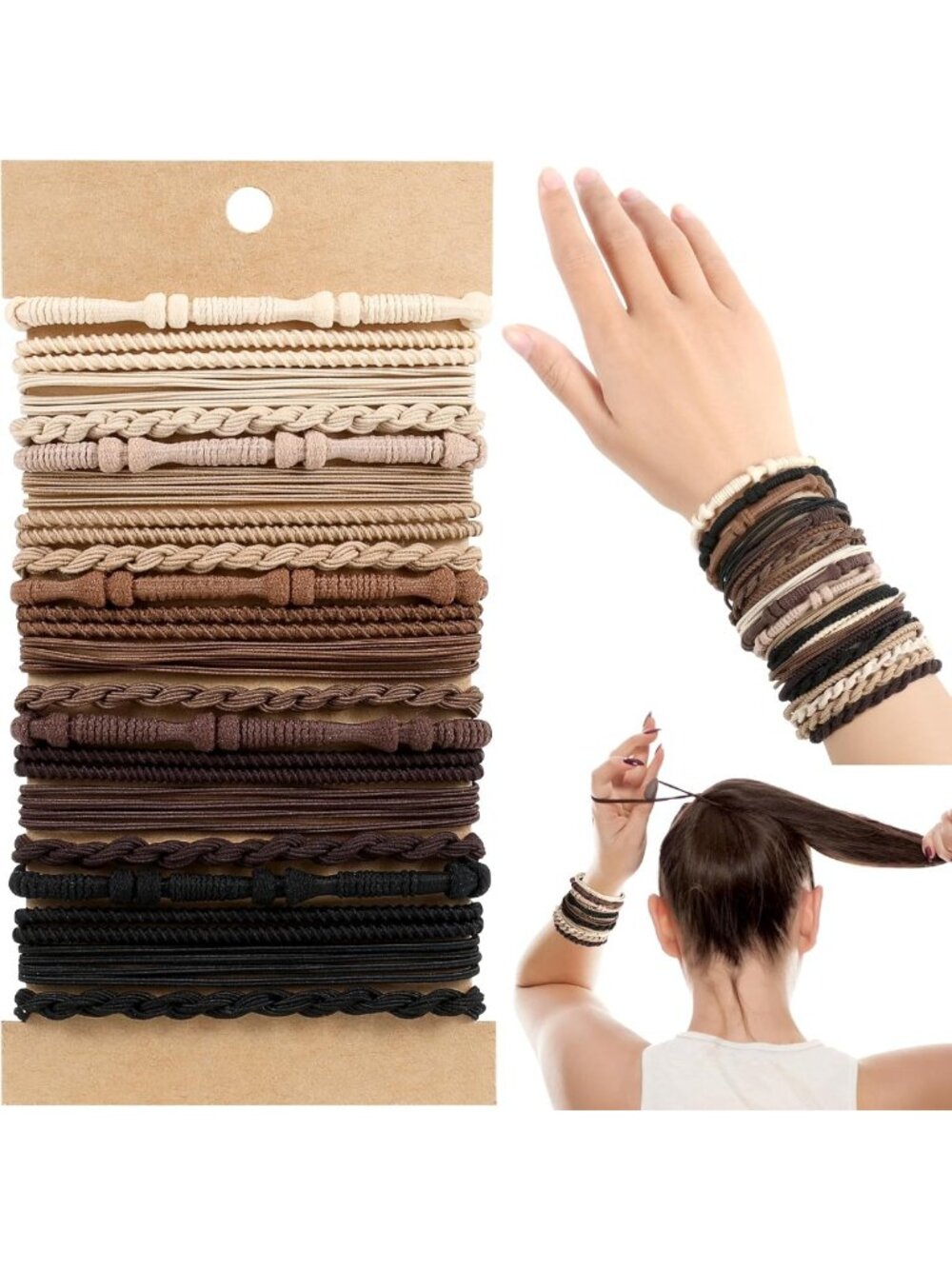 20 PCS Boho Hair Ties - Cute No Damage Hair Tie Bracelets for Women